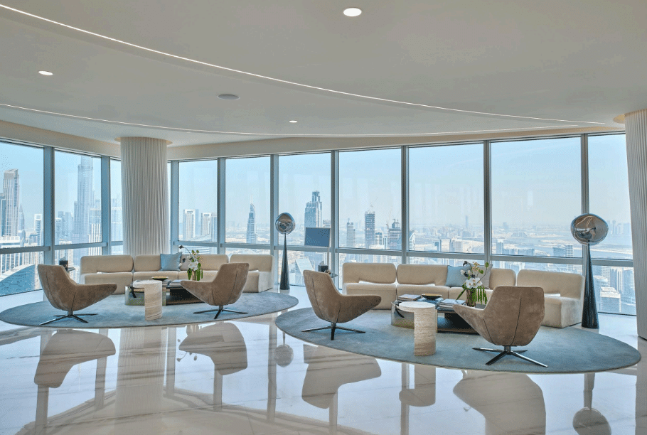 Perched high above Dubai with panoramic views of the city skyline and Burj
Khalifa, the gallery is more than a physical showcase