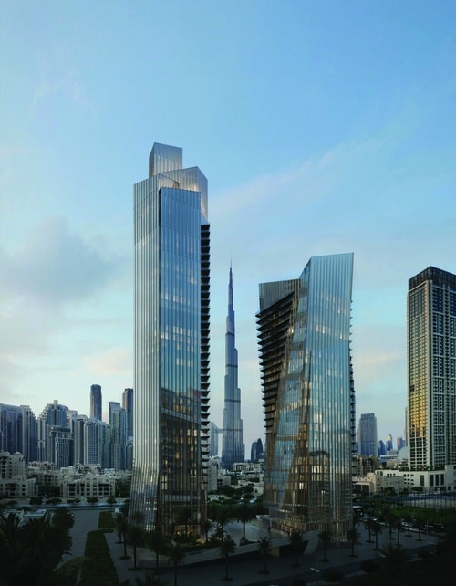 Baccarat Hotel &
Residences Dubai
The twin crystal inspired towers aim to
redefine luxury living
in Downtown Dubai.
AECOM is the lead
design consultant
also working on
engineering from
concept to IFC, as well
as architecture from
schematic to IFC, with
Studio Libeskind as the design architect.