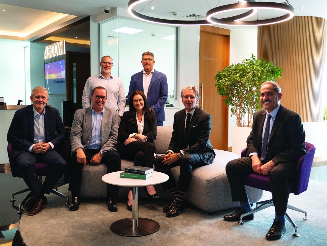 The Buildings + Places leadership team, driving AECOM’s vision for resilient, future-ready cities across the Middle East and Africa.
Left to right: Paul Osborne, Steve Harrison, Paul Ralph, Phillipa Mauger, Iyad Sabouni, Janus Rostock, Bassam Al-Khalil