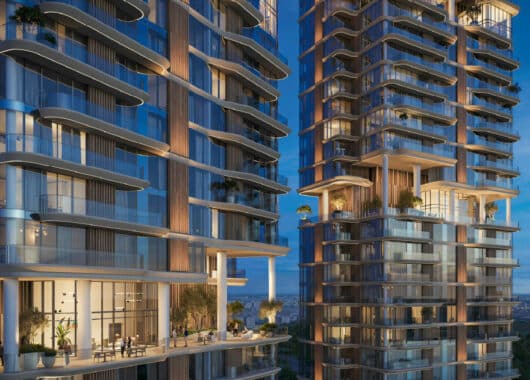 The Edit at d3 features three sculptural waterfront towers rising along the Dubai Canal promenade